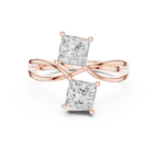 14K White Gold Two-Stone Princess-Cut Bypass Diamond Ring