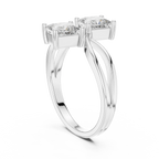 14K White Gold Two-Stone Princess-Cut Bypass Diamond Ring