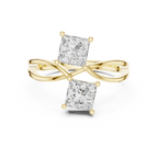 14K White Gold Two-Stone Princess-Cut Bypass Diamond Ring