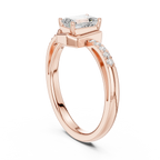 10K White Gold Emerald-Cut Diamond Floating Gallery Engagement Ring