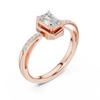 10K White Gold Emerald-Cut Diamond Floating Gallery Engagement Ring