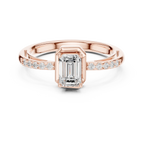 10K White Gold Emerald-Cut Diamond Floating Gallery Engagement Ring