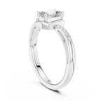 10K White Gold Emerald-Cut Diamond Floating Gallery Engagement Ring