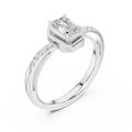10K White Gold Emerald-Cut Diamond Floating Gallery Engagement Ring