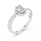 10K White Gold Emerald-Cut Diamond Floating Gallery Engagement Ring