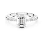 10K White Gold Emerald-Cut Diamond Floating Gallery Engagement Ring