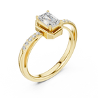 10K White Gold Emerald-Cut Diamond Floating Gallery Engagement Ring