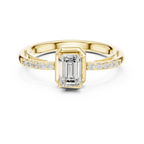 10K White Gold Emerald-Cut Diamond Floating Gallery Engagement Ring