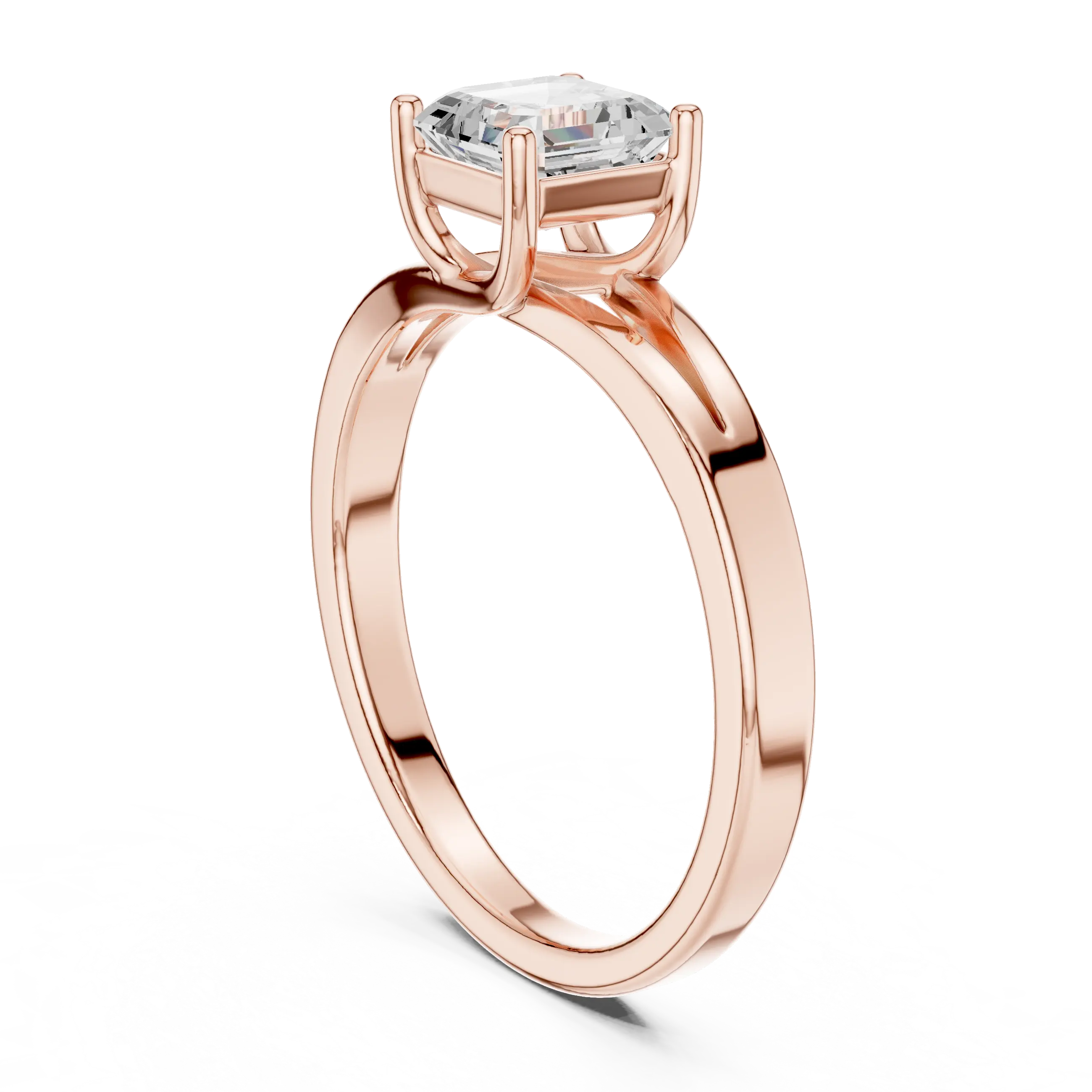 14K Yellow Gold Emerald-Square Diamond Engagement Ring