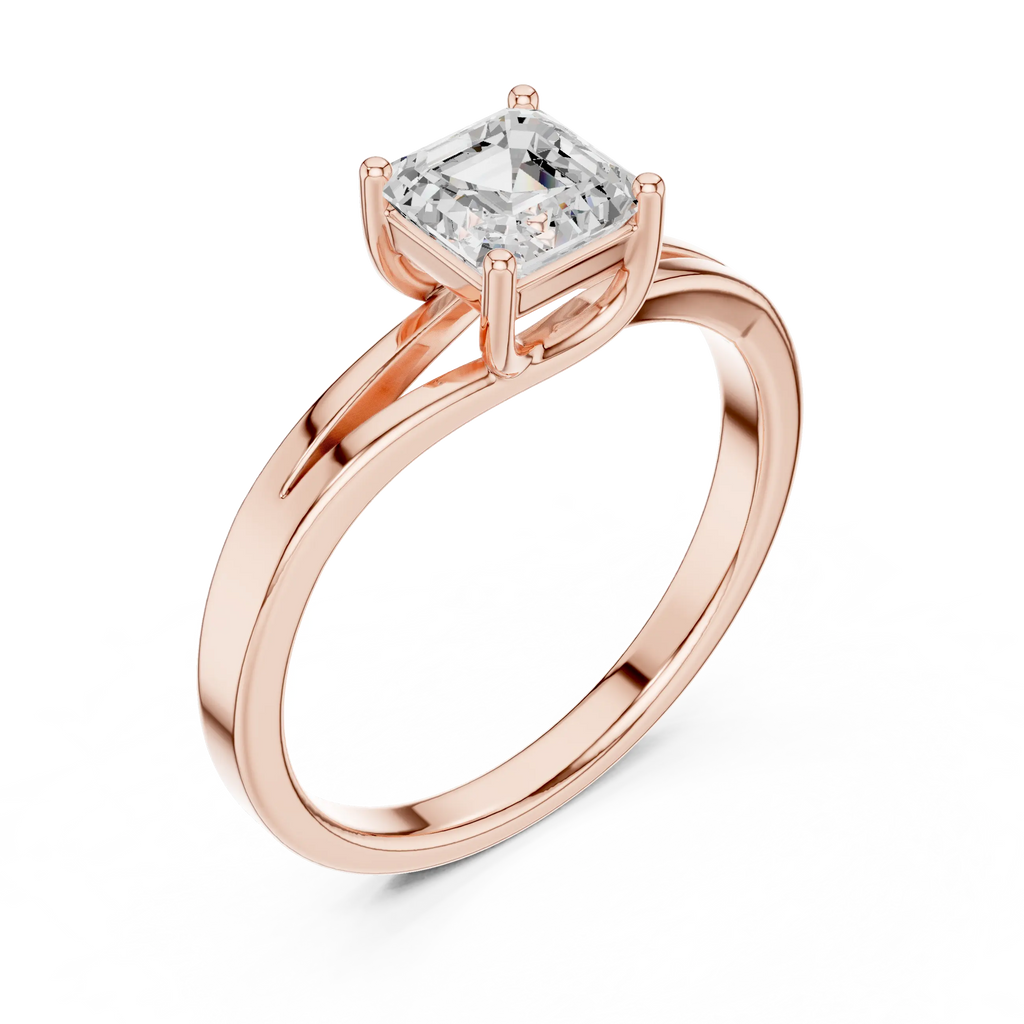 14K Yellow Gold Emerald-Square Diamond Engagement Ring