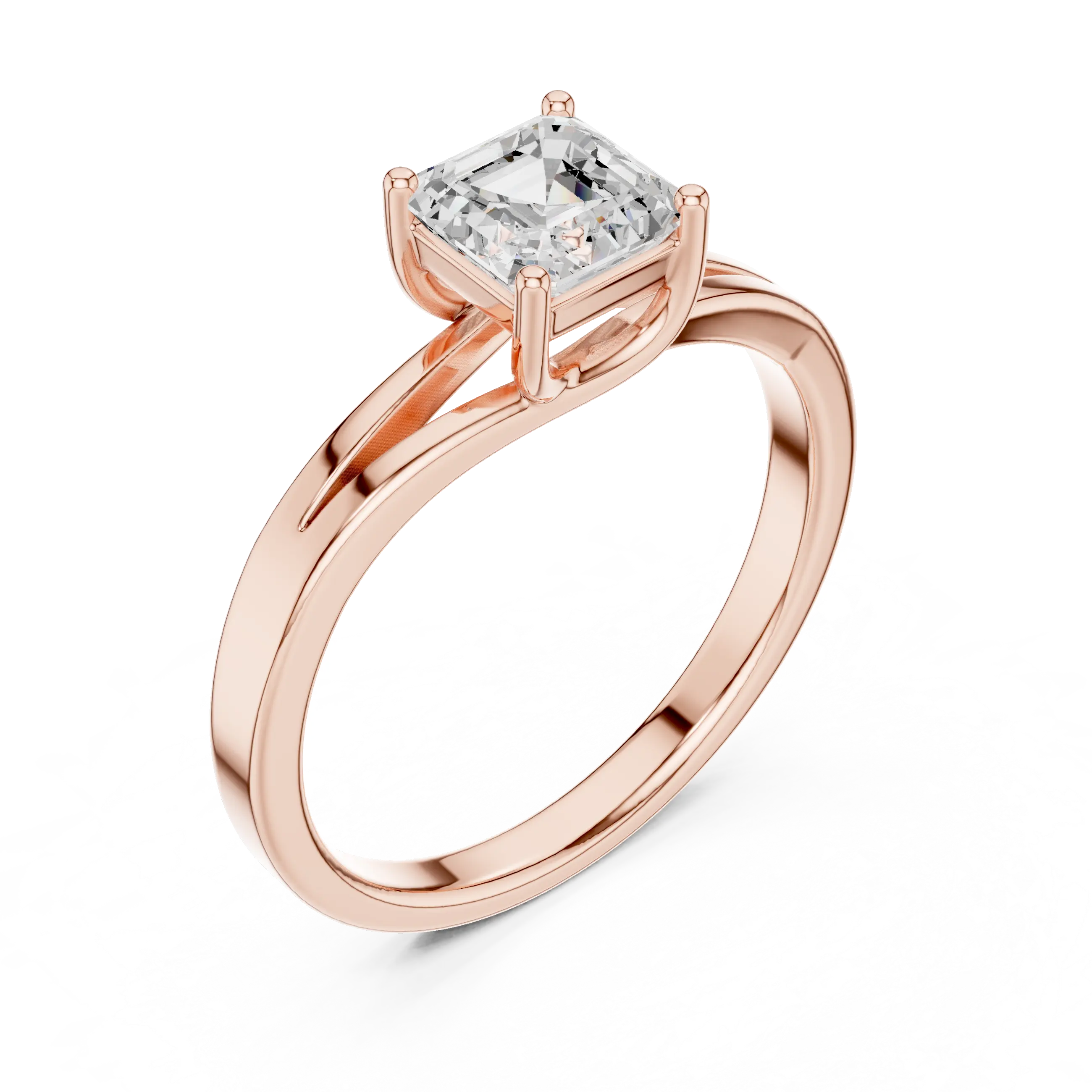 14K Yellow Gold Emerald-Square Diamond Engagement Ring