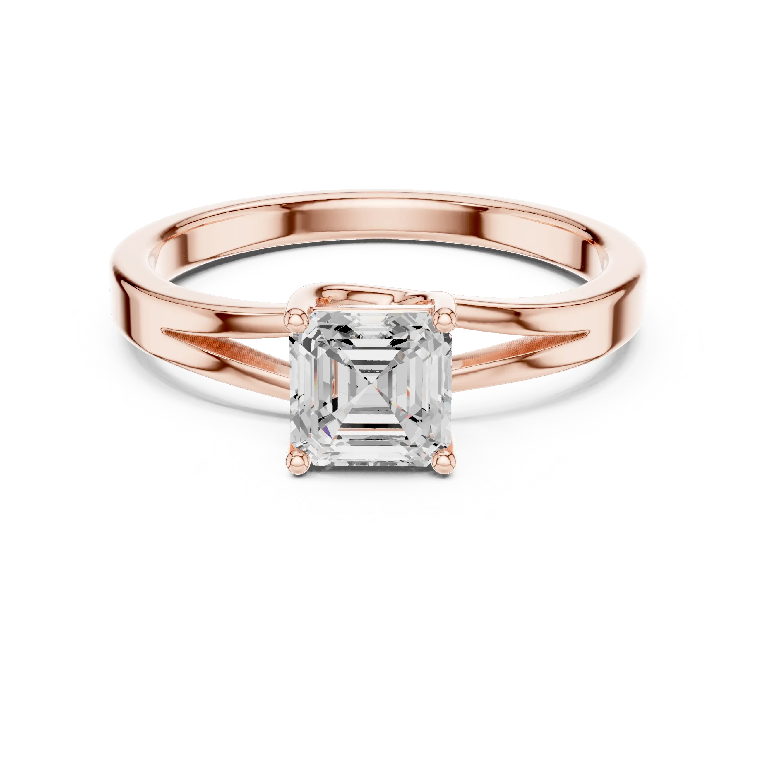 14K Yellow Gold Emerald-Square Diamond Engagement Ring
