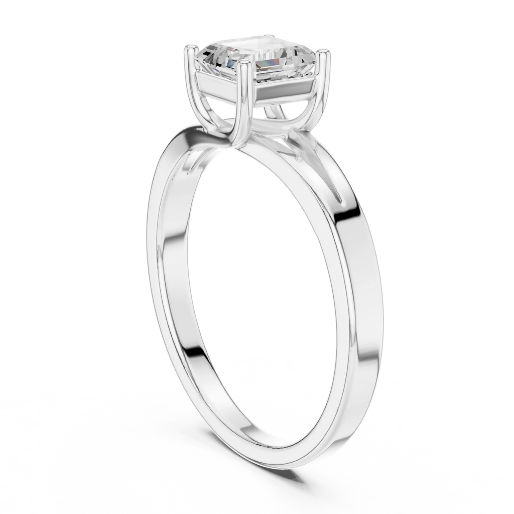 14K Yellow Gold Emerald-Square Diamond Engagement Ring