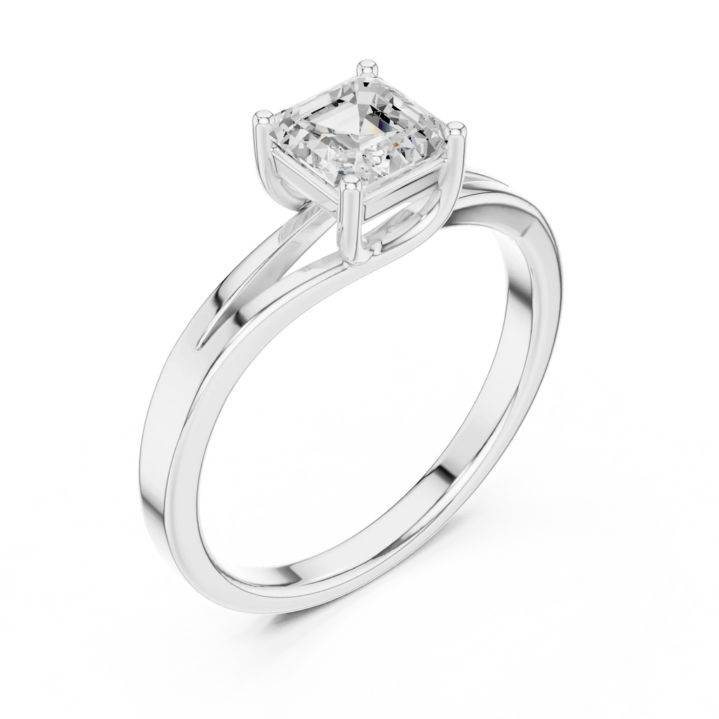 14K Yellow Gold Emerald-Square Diamond Engagement Ring