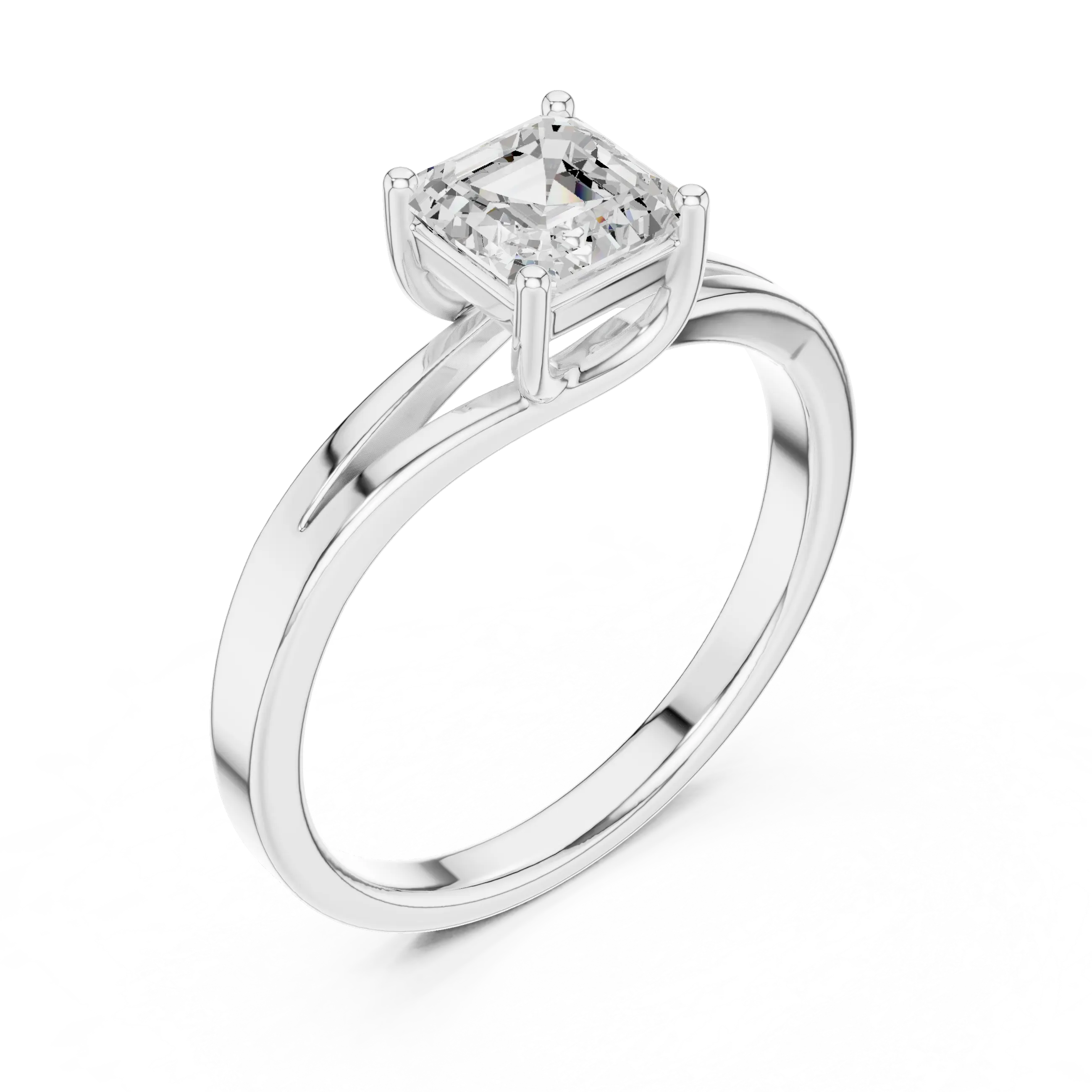 14K Yellow Gold Emerald-Square Diamond Engagement Ring
