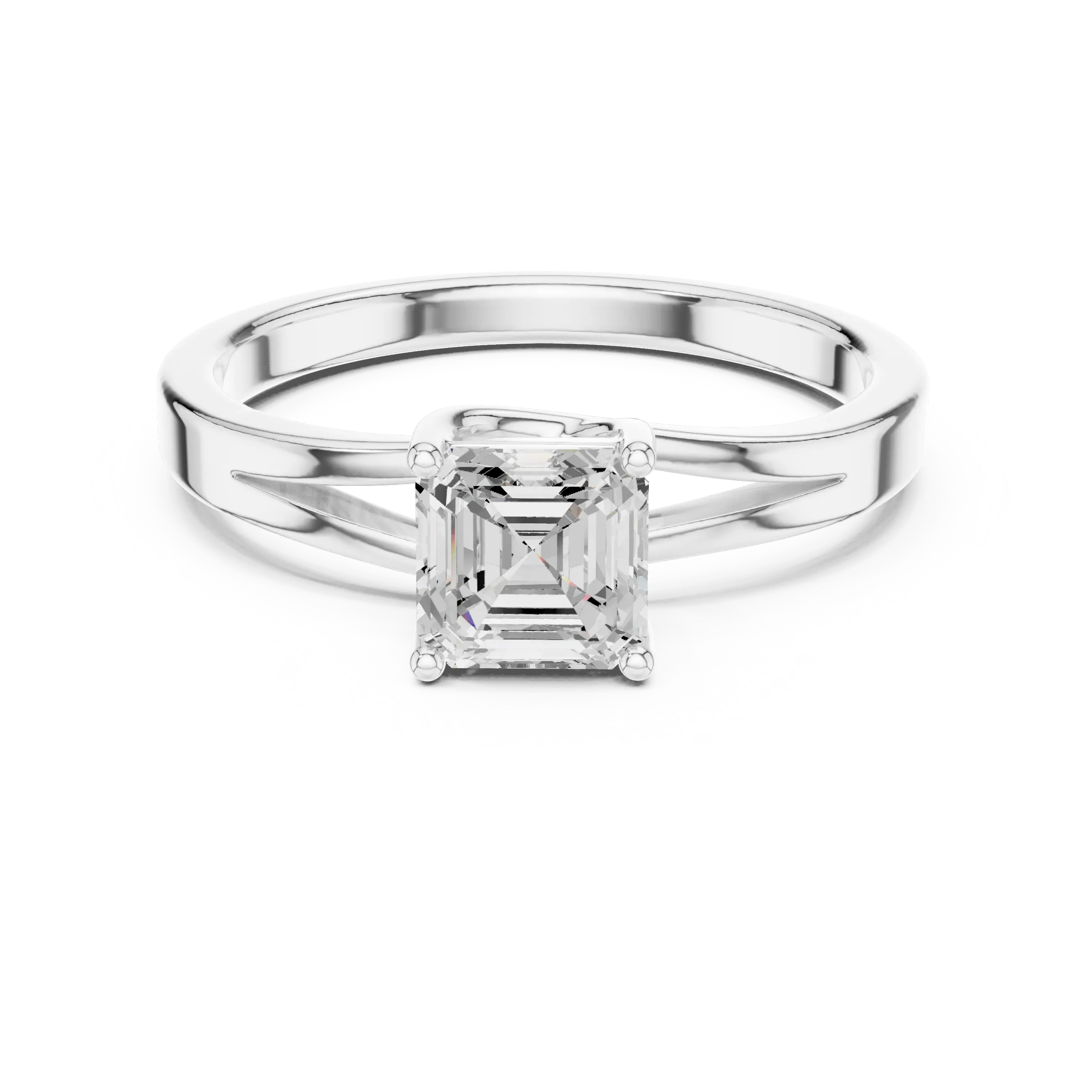 14K Yellow Gold Emerald-Square Diamond Engagement Ring