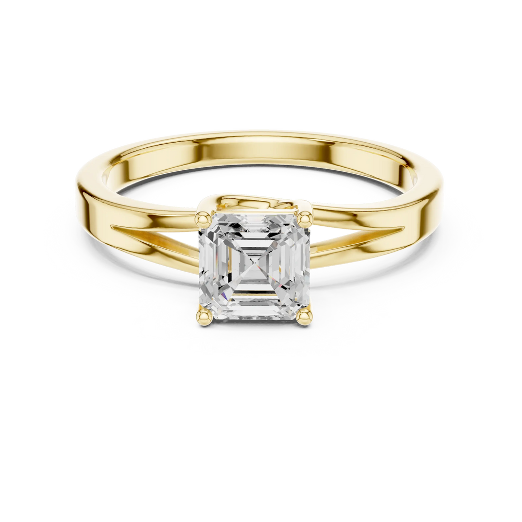 14K Yellow Gold Emerald-Square Diamond Engagement Ring