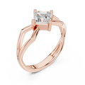 18K Rose Gold Emerald-Square Geometric Solitaire Diamond Engagement Ring