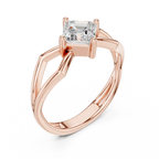 18K Rose Gold Emerald-Square Geometric Solitaire Diamond Engagement Ring