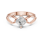 18K Rose Gold Emerald-Square Geometric Solitaire Diamond Engagement Ring