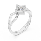 18K Rose Gold Emerald-Square Geometric Solitaire Diamond Engagement Ring