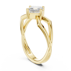 18K Rose Gold Emerald-Square Geometric Solitaire Diamond Engagement Ring