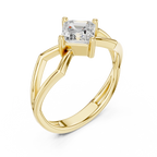 18K Rose Gold Emerald-Square Geometric Solitaire Diamond Engagement Ring