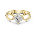 18K Rose Gold Emerald-Square Geometric Solitaire Diamond Engagement Ring