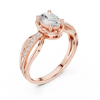 14K White Gold Oval-Cut Pavé Split-Shank Diamond Engagement Ring