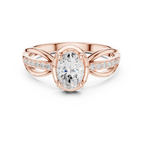 14K White Gold Oval-Cut Pavé Split-Shank Diamond Engagement Ring