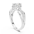 14K White Gold Oval-Cut Pavé Split-Shank Diamond Engagement Ring