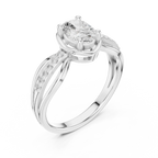 14K White Gold Oval-Cut Pavé Split-Shank Diamond Engagement Ring