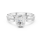 14K White Gold Oval-Cut Pavé Split-Shank Diamond Engagement Ring