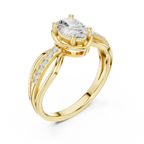 14K White Gold Oval-Cut Pavé Split-Shank Diamond Engagement Ring