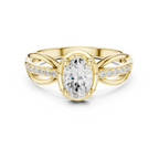14K White Gold Oval-Cut Pavé Split-Shank Diamond Engagement Ring