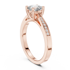 14K Rose Gold Cushion-Cut Pavé Channel Diamond Engagement Ring