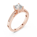 14K Rose Gold Cushion-Cut Pavé Channel Diamond Engagement Ring