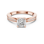 14K Rose Gold Cushion-Cut Pavé Channel Diamond Engagement Ring