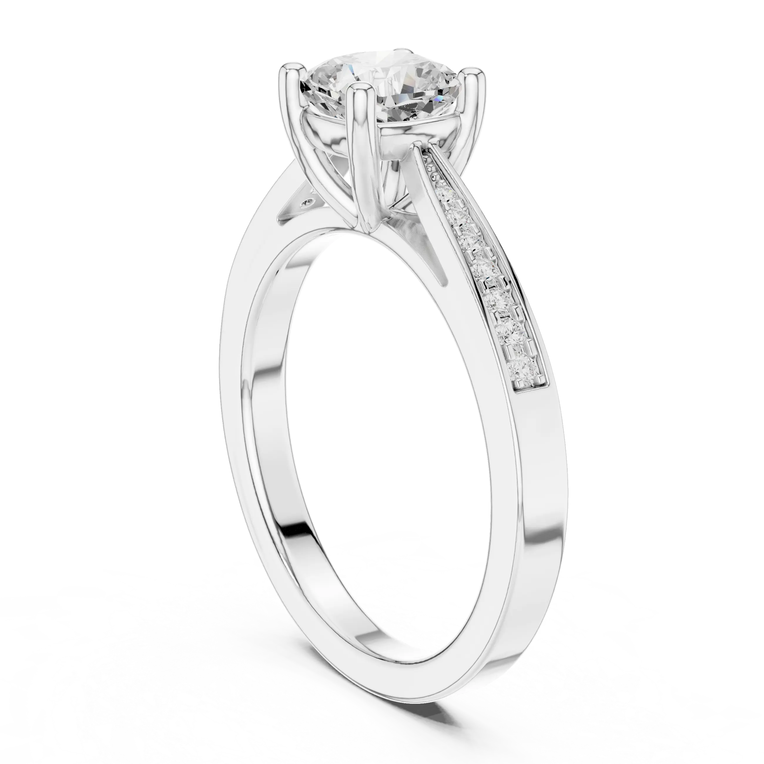 14K Rose Gold Cushion-Cut Pavé Channel Diamond Engagement Ring