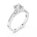 14K Rose Gold Cushion-Cut Pavé Channel Diamond Engagement Ring