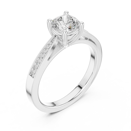 14K Rose Gold Cushion-Cut Pavé Channel Diamond Engagement Ring
