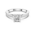 14K Rose Gold Cushion-Cut Pavé Channel Diamond Engagement Ring