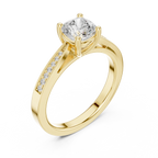 14K Rose Gold Cushion-Cut Pavé Channel Diamond Engagement Ring