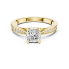 14K Rose Gold Cushion-Cut Pavé Channel Diamond Engagement Ring