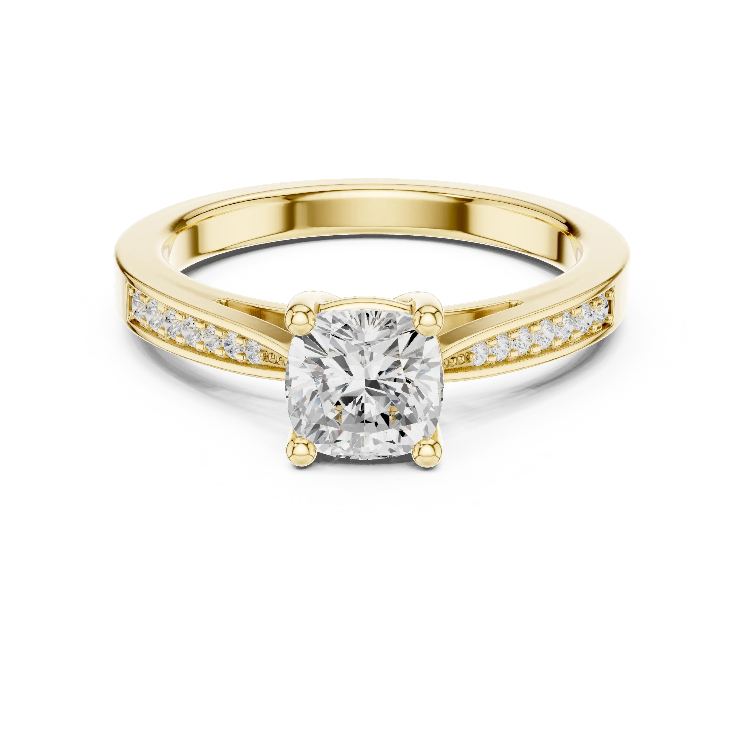 14K Rose Gold Cushion-Cut Pavé Channel Diamond Engagement Ring