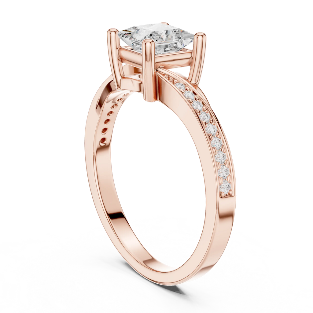 10K White Gold Princess-Cut Mossanite Diamond Engagement Ring