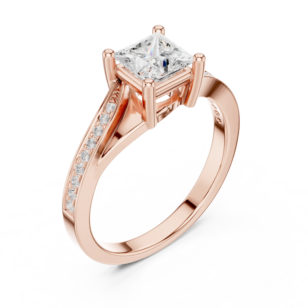 10K White Gold Princess-Cut Mossanite Diamond Engagement Ring