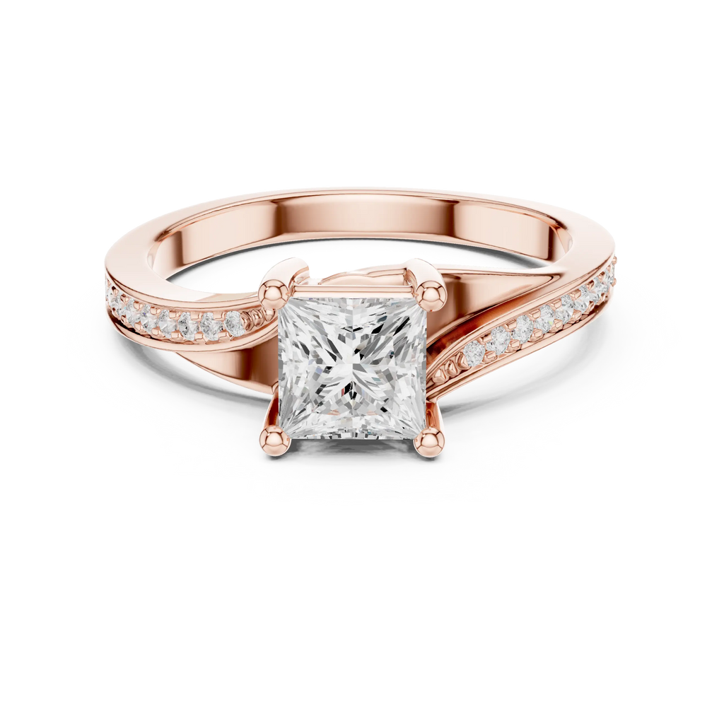 10K White Gold Princess-Cut Mossanite Diamond Engagement Ring