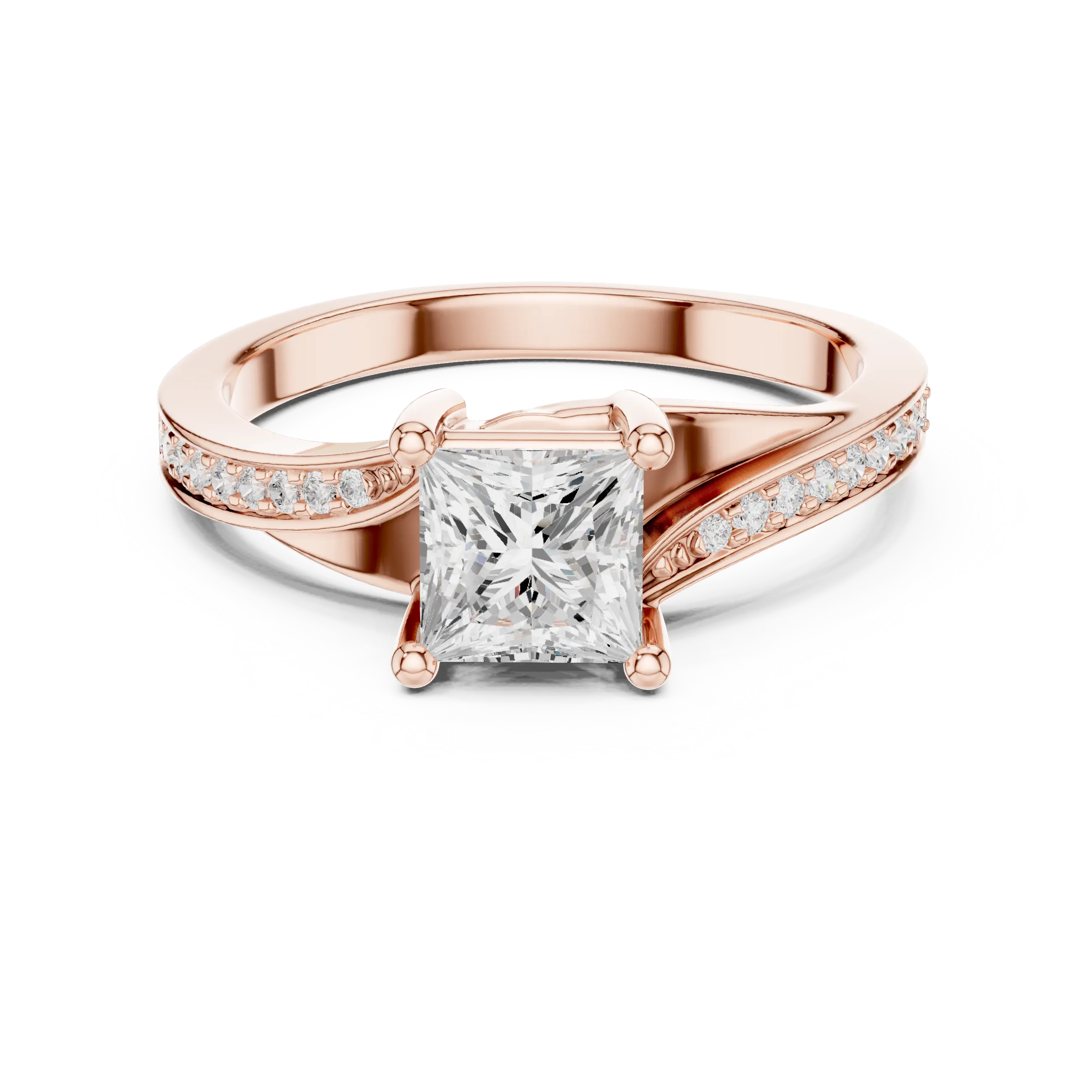10K White Gold Princess-Cut Mossanite Diamond Engagement Ring