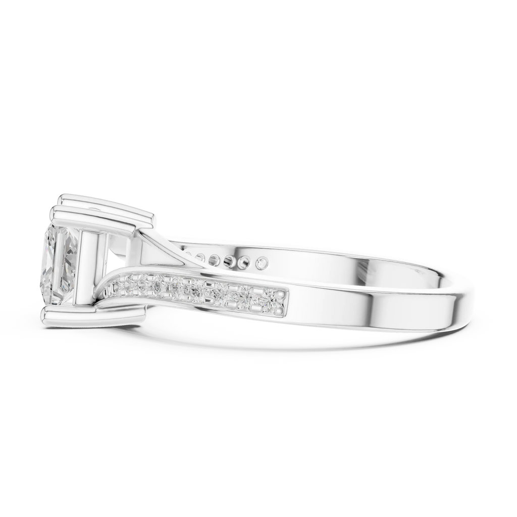 10K White Gold Princess-Cut Mossanite Diamond Engagement Ring
